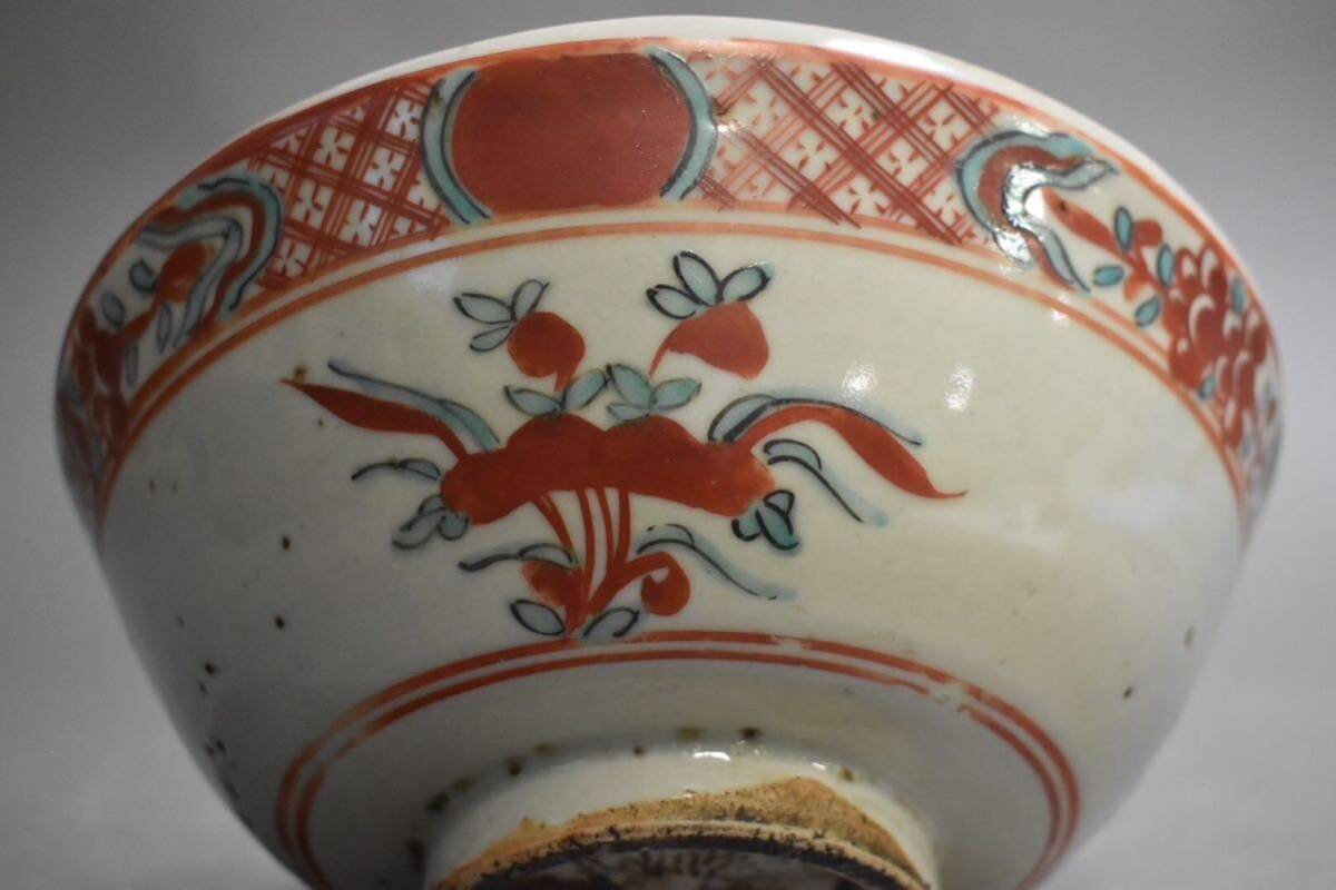 【英】A1099 時代 呉須赤絵菓子鉢 中国美術 朝鮮 色絵 食器 鉢 骨董品 美術品 古美術 時代品 古玩の画像3