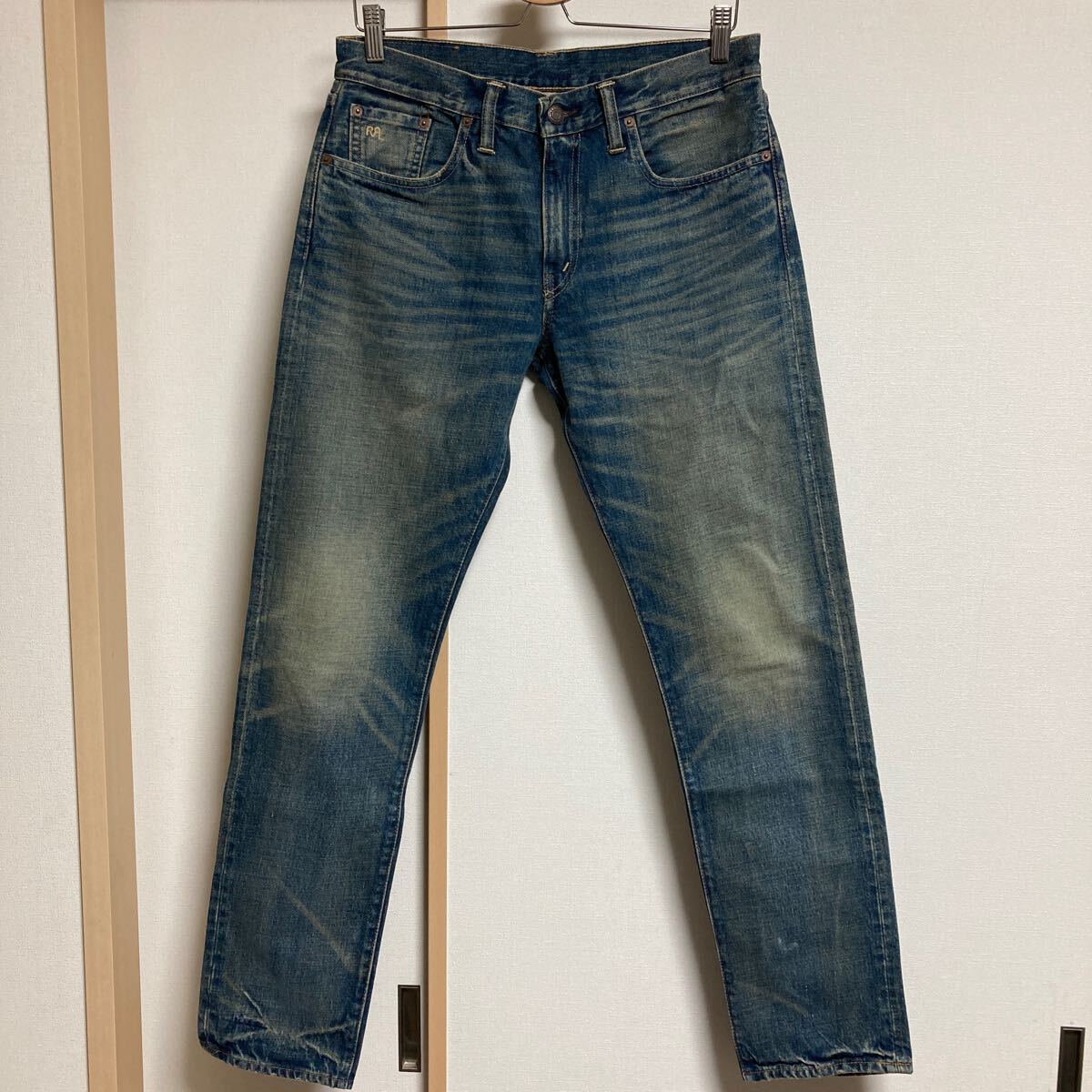 【美品】 RRL Slim Fit Jeans ダブルアールエル スリムフィットジーンズ デニムパンツ ジッパーモデル 中古加工 W30 ラルフローレン_画像1