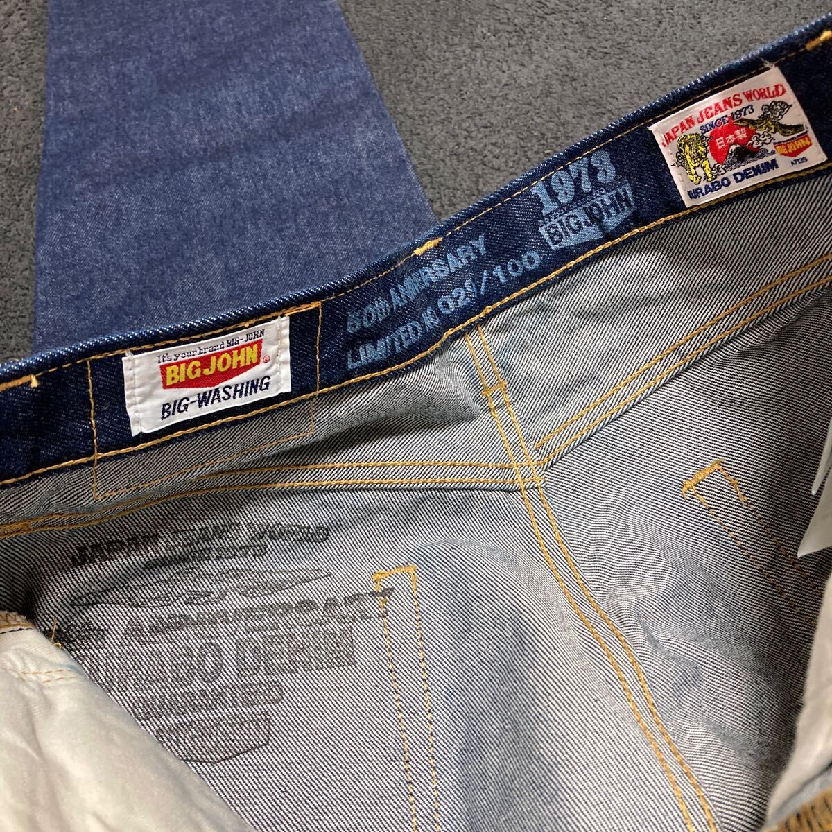 【 неиспользуемый 】BIGJOHN  большой ... M3002-050 50 годовщина   воспоминание   Denim    тонкий  Fit  джинсы   W30  сделано в Японии   ограниченный товар  