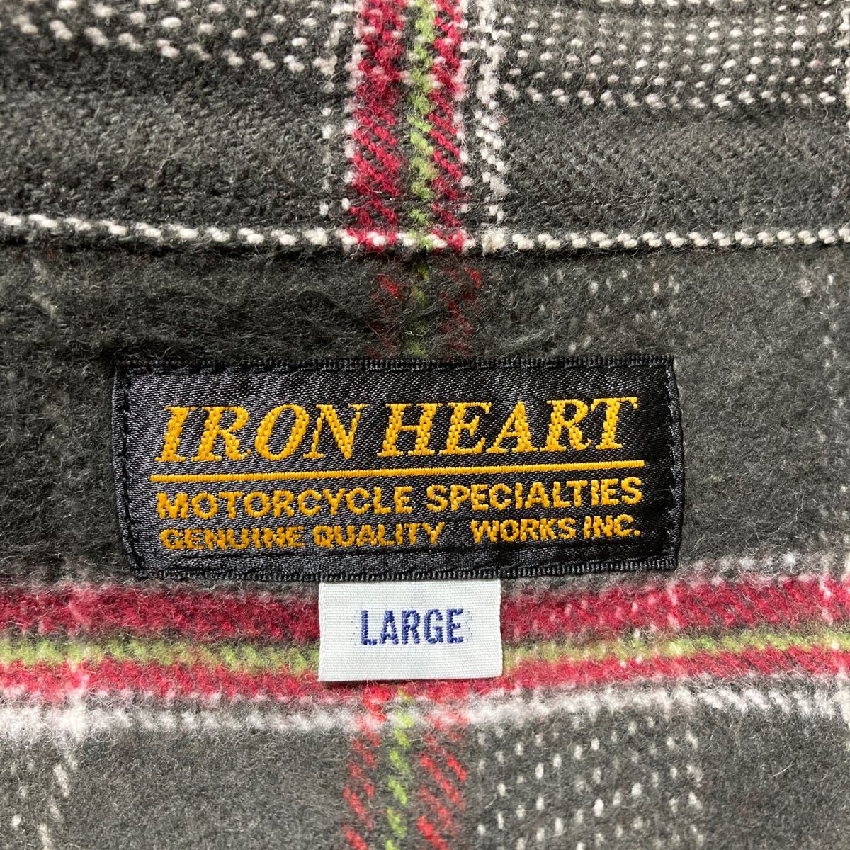 【極美品】IRON HEART アイアンハート ウエスタンシャツ ヘビーネルシャツ グレーチェック Lサイズの画像3