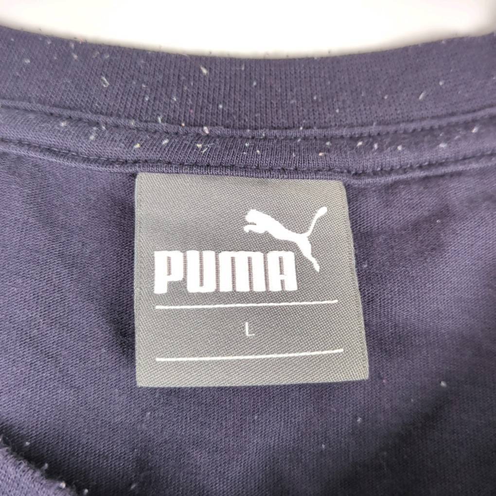 L PUMA プーマ Ｔシャツ ネイビー イラスト 丸首 半袖 リユース ultramto ts2018の画像3