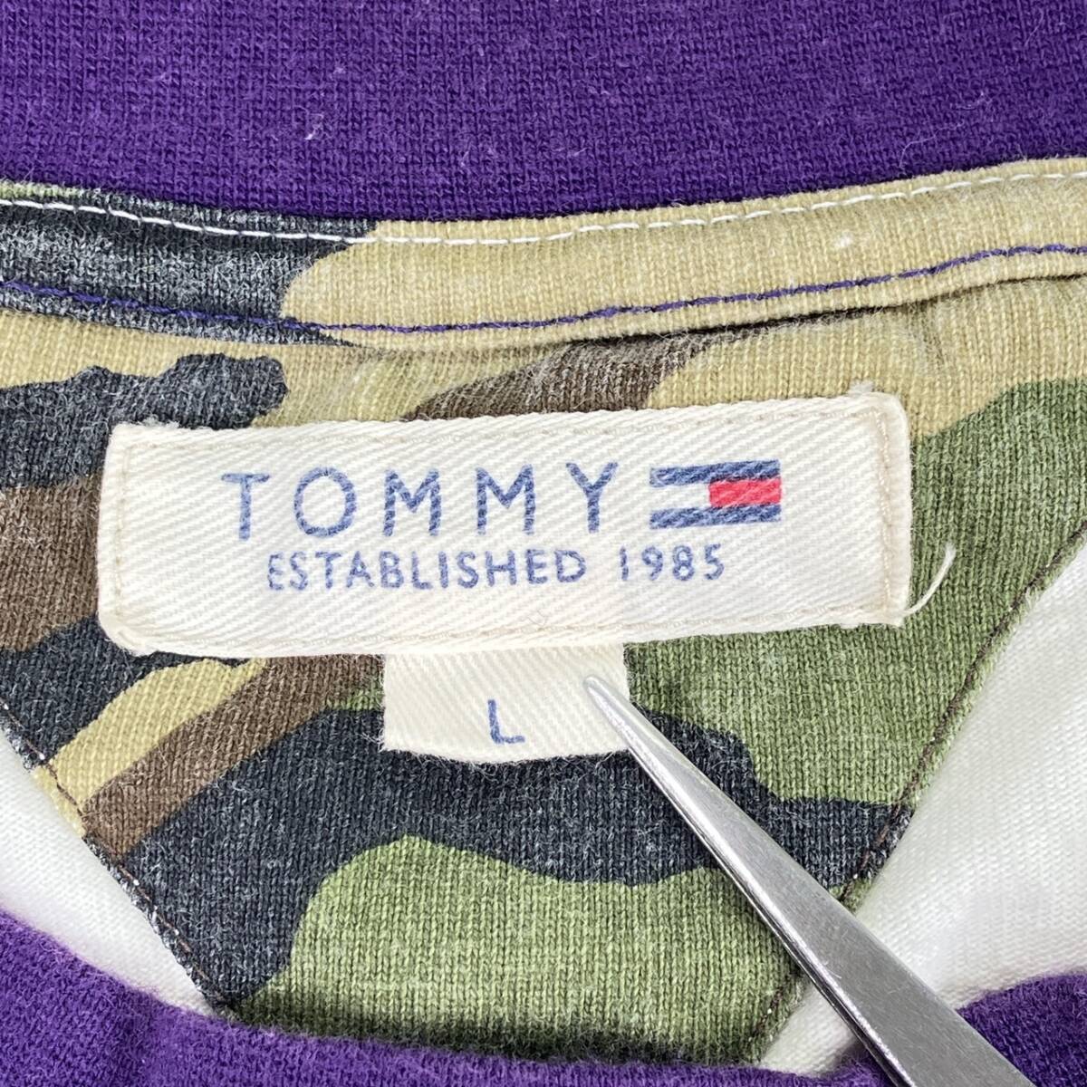 L TOMMY ESTABLISHED 1985 Tシャツ オフホワイト/白/ブラック/パープル/黒/紫 長袖 リユース ultraｍto ts2012の画像3