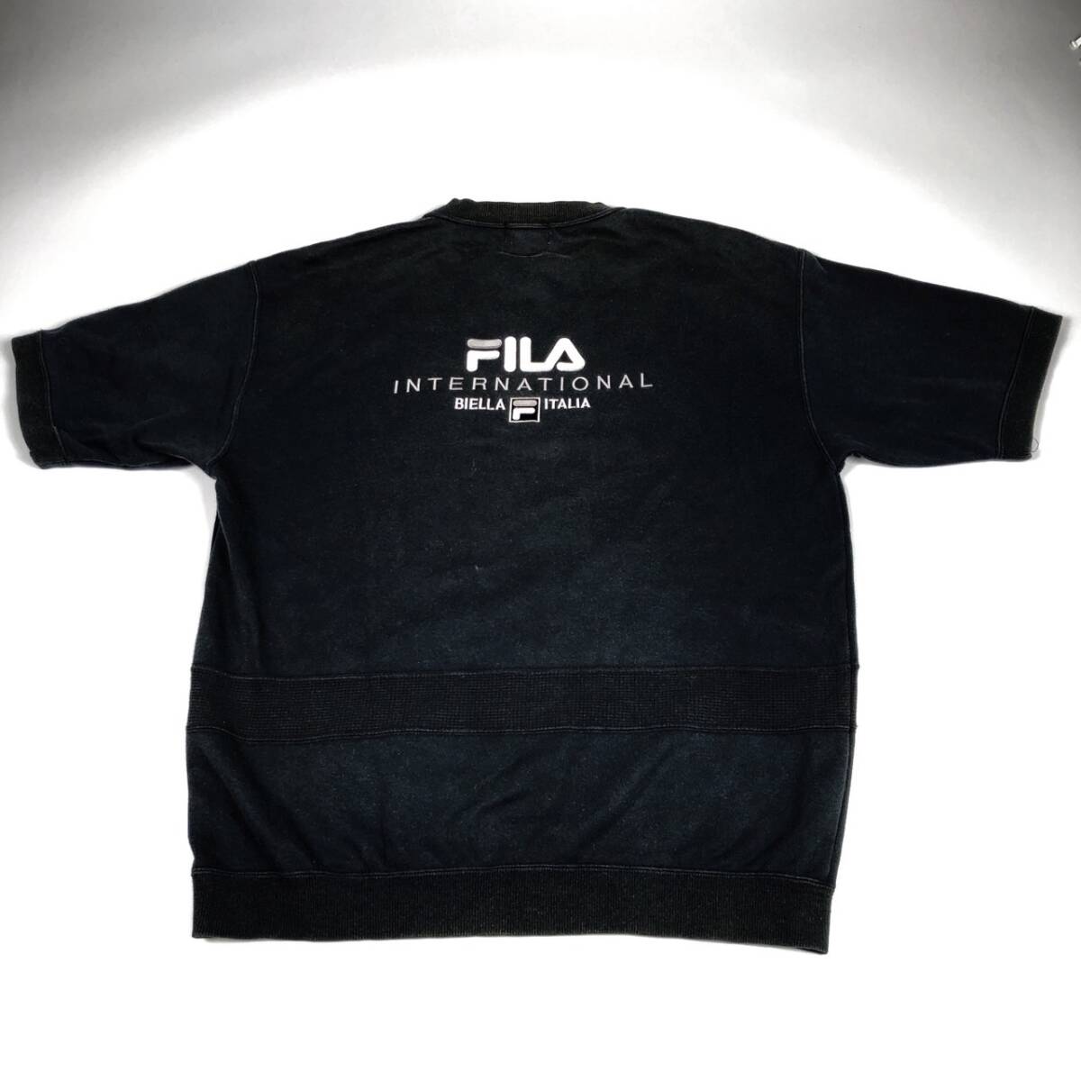 L FILA フィラ トレーナー素材 Tシャツ ブラック 半袖 リユース ultramto ts2044_画像2