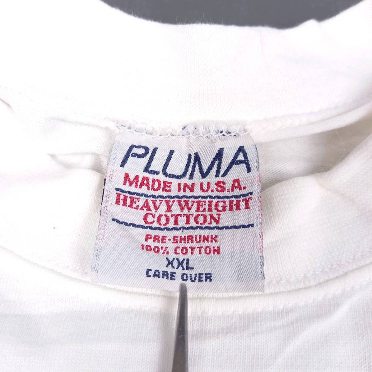 XXL PLUMA MADE IN U.S.A Tシャツ ホワイト 無地 半袖 リユース ultramto ts3039_画像3