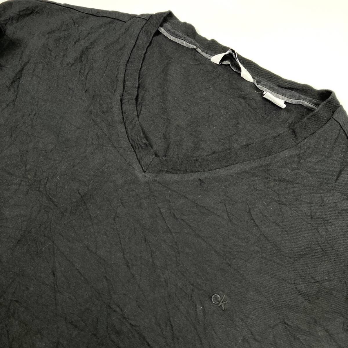 XL Calvin Klein カルバンクライン Tシャツ ブラック Vネック 半袖 リユース ultramto ts3050_画像6