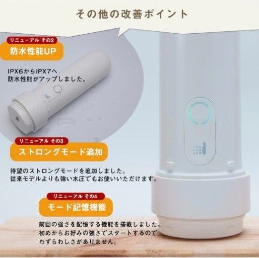 Viaes（ビアエス） 充電式 携帯 おしり洗浄器 ホワイト  （USBケーブル1個、予備ノズル1個付）Type-C シャワー 