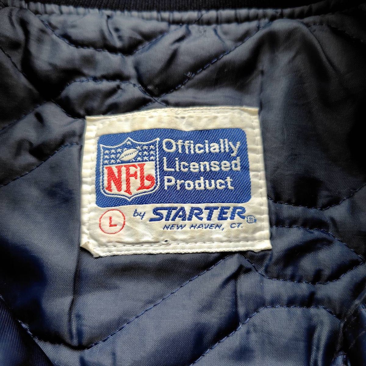 米国製 90s メンズL NFL STARTER スターター ヴィンテージナイロンジャケット ネイビー 紺 ブルゾン  USA製