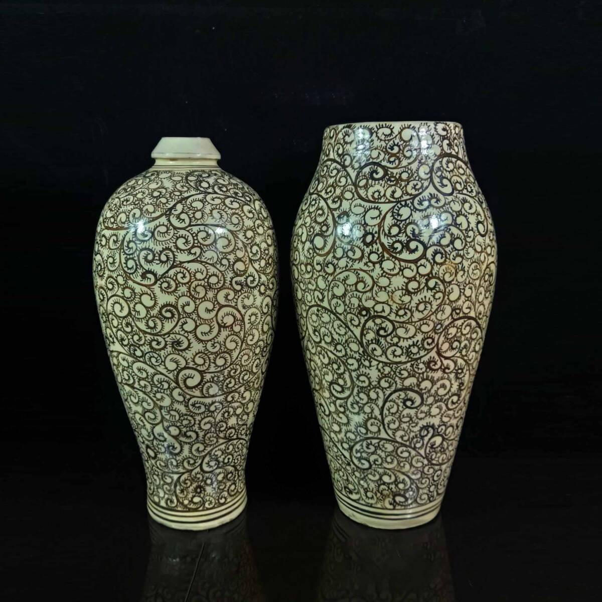 開店祝い 施釉陶 』工芸品 磁器『磁洲窯老瓶です 陶芸 人間国宝 中国