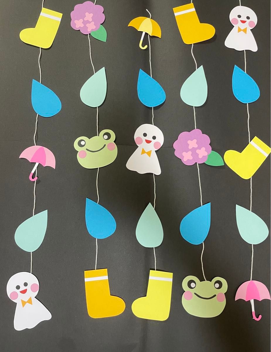 梅雨　夏　吊るし飾り ガーランド 壁面飾り ハンドメイド 保育園 幼稚園　6月　7月