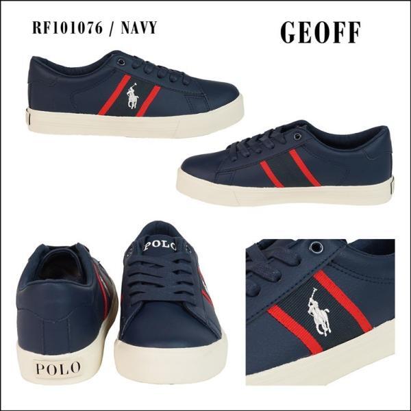 新品未使用 23.5cm ネイビー Polo Ralph Lauren GEOFF ポロ ラルフローレン 人工レザースニーカー ジェフ_画像4