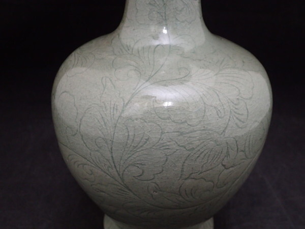 A82* free shipping!!. sequence . Goryeo celadon .. Tang . writing vase height approximately 26cm inspection ). tool Korea human national treasure morning . fine art old .(80)