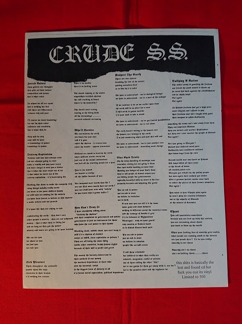 CRUDE S.S./CRUST'LL SURVIVE LP/GISM.FRIGORA.FRAMTID.GLOOM.LIFE.DISCLOSE.DISCHARGE.MOB47.CHAOS UK.DISORDER.ANTI SECT.AMEBIX.の画像3