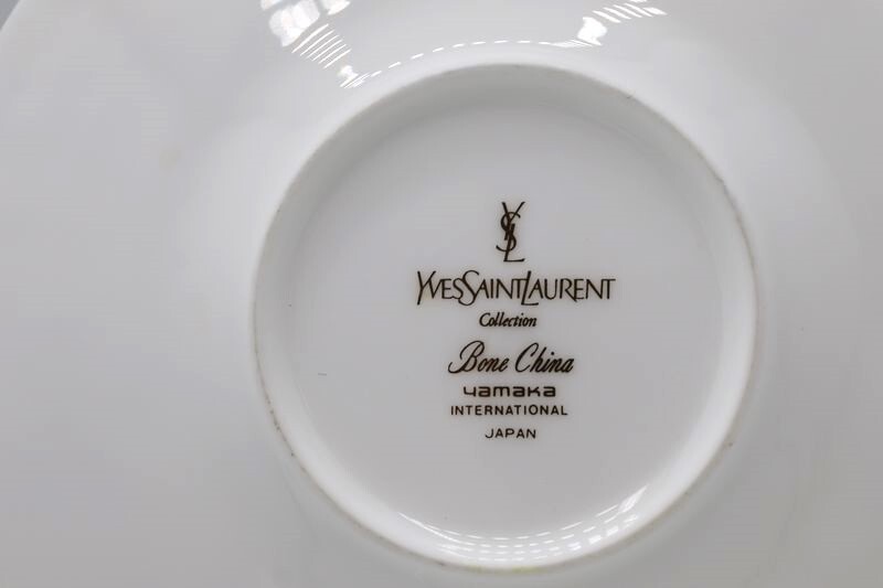 YVESSAINTLAURENT YSL イヴサンローラン ティーカップ＆ソーサー 2客 ペア リボン yamaka 食器の画像6
