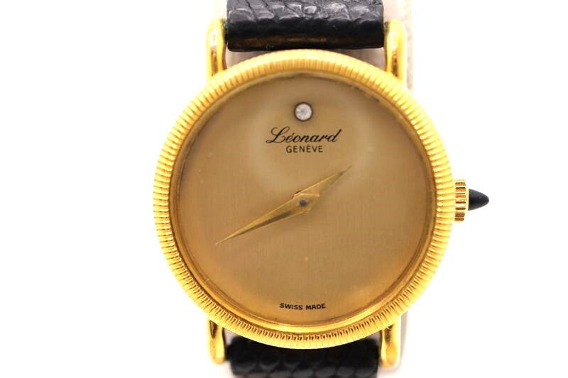 Leonard レオナール 手巻き 時計 ゴールド×ブラック GENEVE 709 2 レディース 稼働の画像2