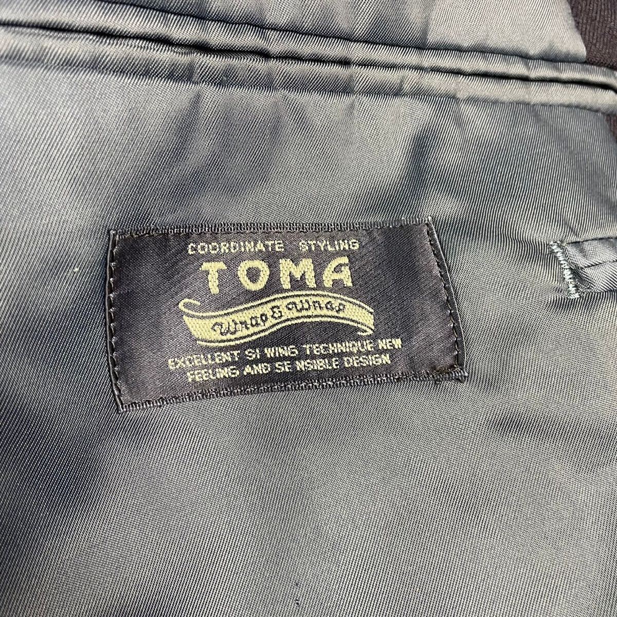 美品 TOMA 紺ブレ ブレザー テーラードジャケット ネイビー 金ボタン L ダブル スーツ ウールの画像4