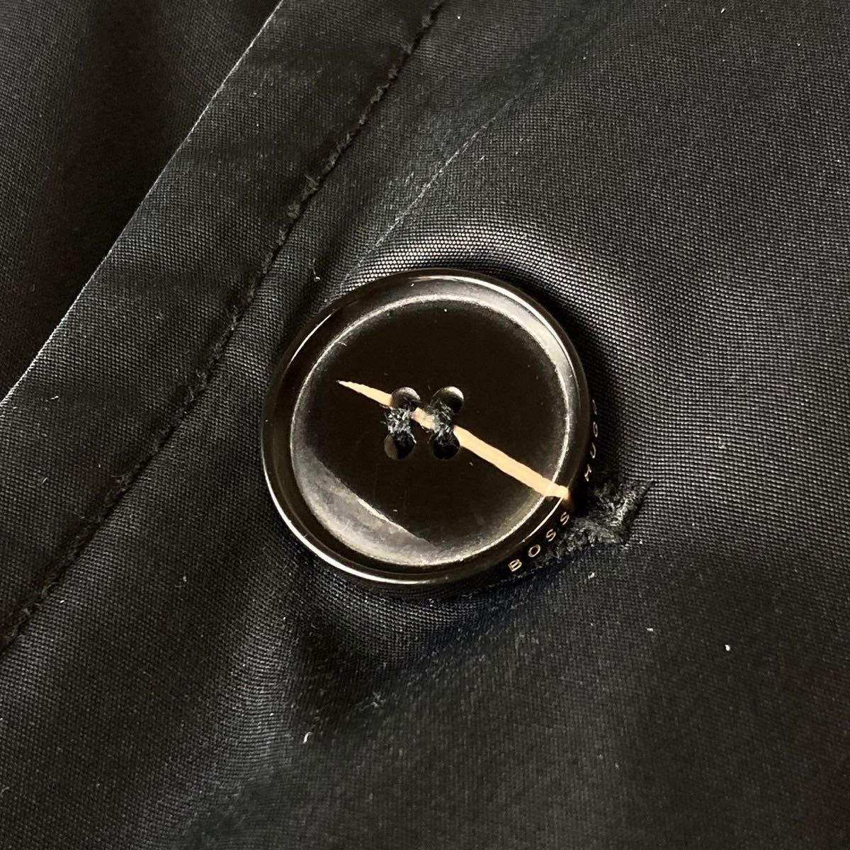 大人の一品　ヒューゴボス　ステンカラーコート　XL ブラック　黒タグ　ナイロン　美品　ロング　HUGOBOSS スーツ　ビジネス_画像4