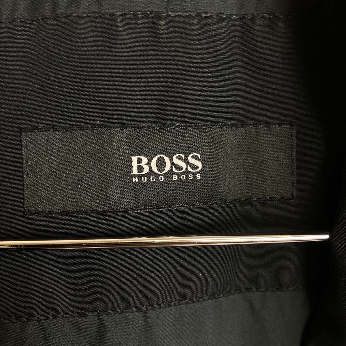 大人の一品　ヒューゴボス　ステンカラーコート　XL ブラック　黒タグ　ナイロン　美品　ロング　HUGOBOSS スーツ　ビジネス_画像7