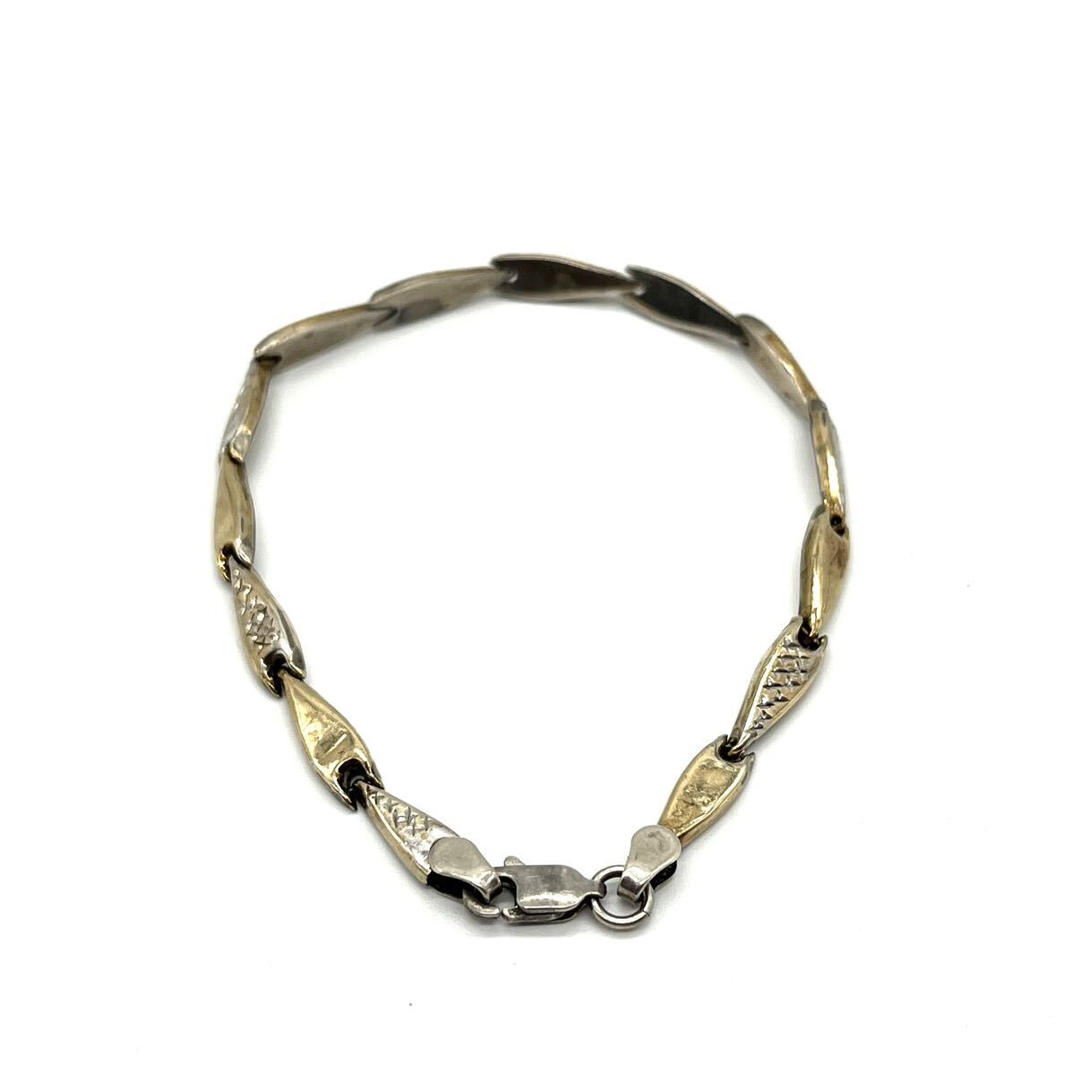 [ Vintage ] Gold & silver chain bracele SV925 original silver 375GOLD 9 gold sterling silver Vintage accessory AB006