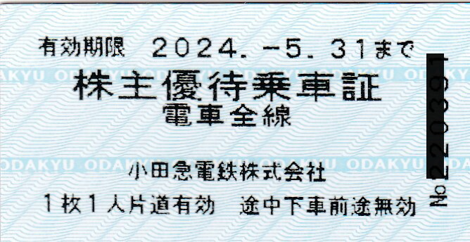 即決★送料無料★小田急電鉄株主優待乗車証2枚★2024.5.31まで有効_画像1