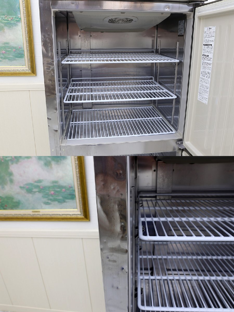 美品！16年製 ホシザキ星崎 縦型 2ドア 100V 冷凍冷蔵庫 750×650 フリーザー HRF-75ZT 厨房店舗業務用_画像3