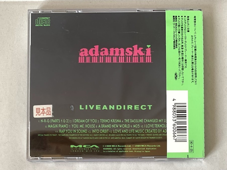 美品/見本品 帯付 アダムスキー Adamski ライヴアンディレクト Liveandirect_画像2