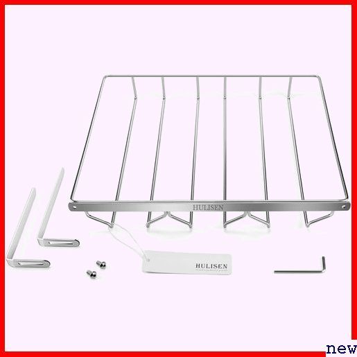 HULISEN 18/8ステンレス ねじ止め 穴あけ不要 吊り下げ ガー 棚厚さ調節可能 ワイングラスホルダー 89