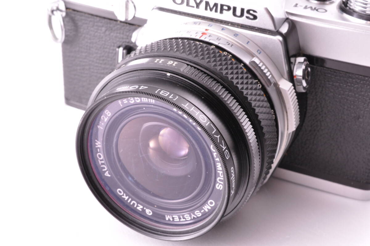 ★格安1円スタート★ Olympus オリンパス OM-1 G.ZUIKO AUTO-W 35mm F2.8 フイルムカメラ＆レンズ メタルフード フィルター付きの画像9
