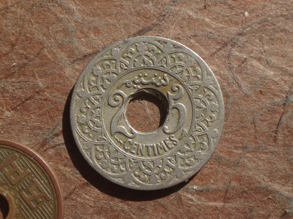 モロッコ 25Centimes 白銅 1924年 Y#34.3 (24.1mm, 4.8g)の画像1