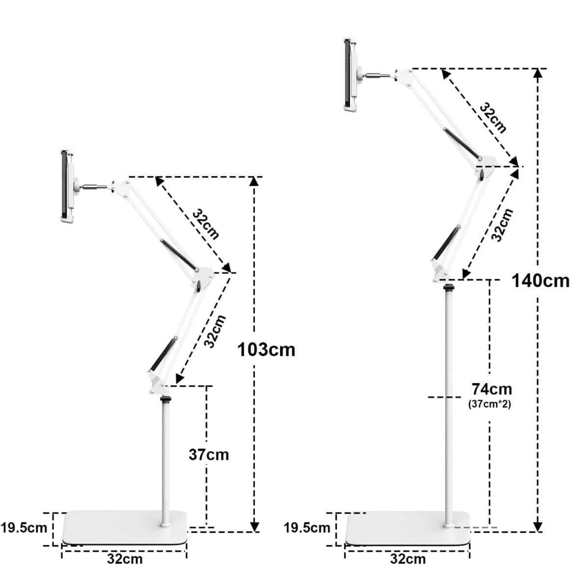 タブレットスタンド スマホ ホルダー 360度回転 高さ調節 折り畳み式 フレキシブルアーム (白)(Minofox)の画像5