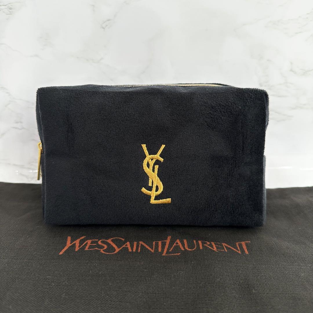 《大特価！》 イヴサンローラン YSL ノベルティ ポーチ スエード ブラック 黒 自00268_画像1