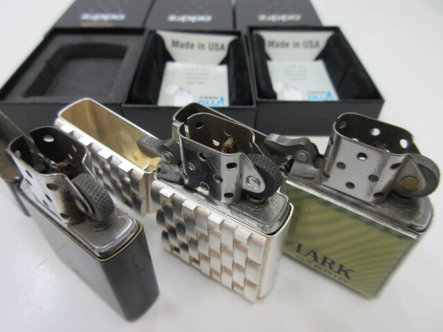 【蔵出し品】ZIPPO ジッポー LARK ラーク 3点おまとめ出品 HYBRID 縞模様 ブラック 編み模様 イントレチャート模様 #36336の画像9