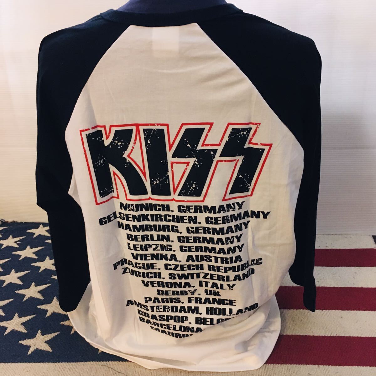 70年代バンド キッス KISS L ラグラン バンドTシャツの画像3