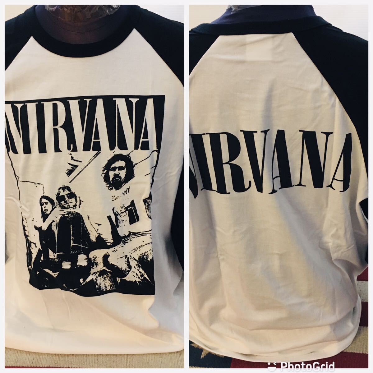 90年代バンド ニルヴァーナ Nirvana L ラグラン バンドTシャツの画像5