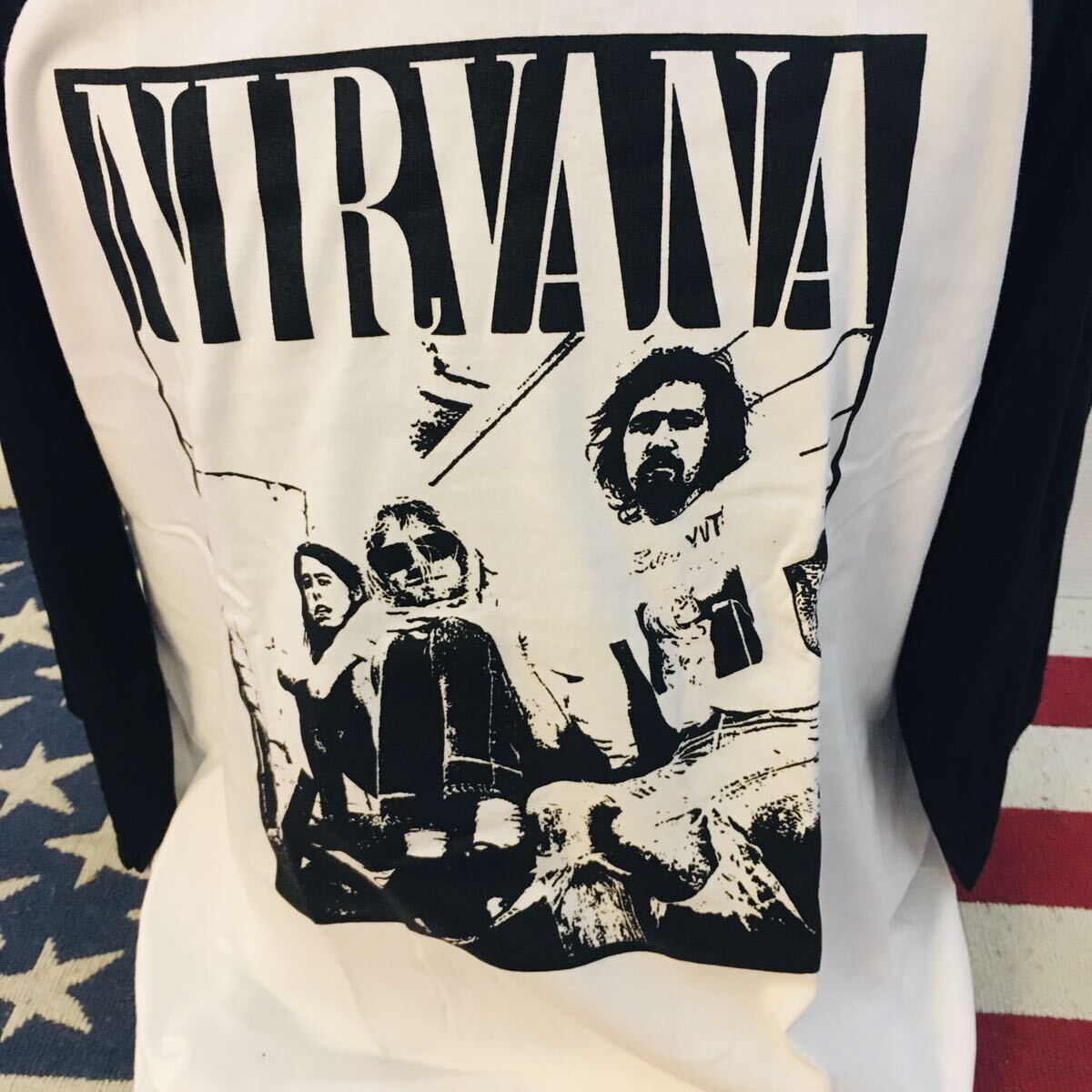 90年代バンド ニルヴァーナ Nirvana L ラグラン バンドTシャツの画像2