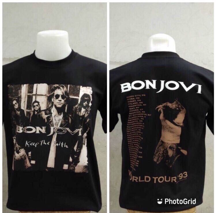 80年代バンド ボンジョビ BON JOVI L バンドTシャツ ロックTシャツの画像1