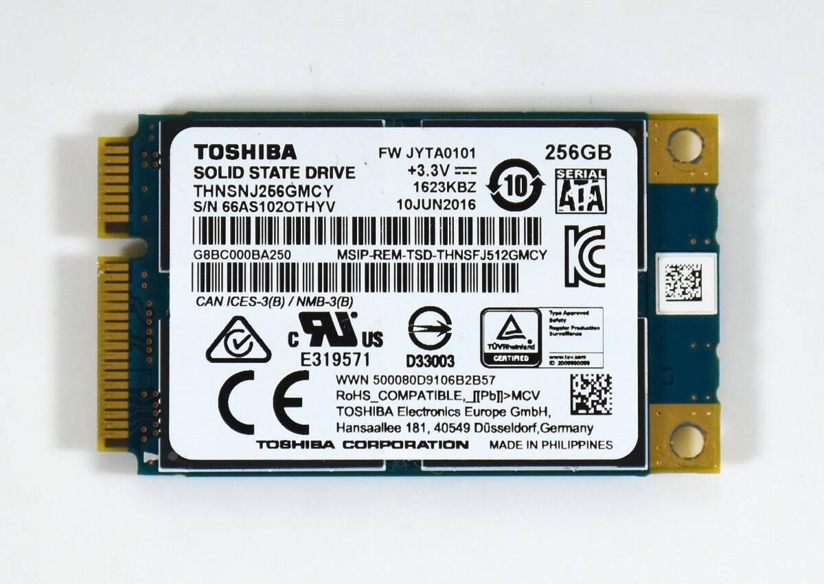 TOSHIBA mSATA SSD 256GB /健康状態89%/累積使用9627時間/動作確認済み, フォーマット済み/中古品_画像1