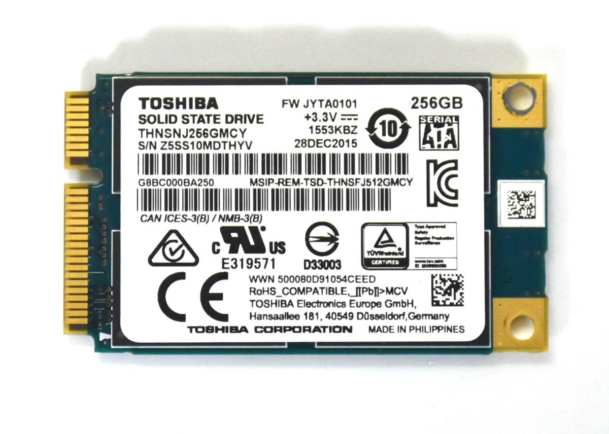 TOSHIBA mSATA SSD 256GB /健康状態90%/累積使用11890時間/動作確認済み, フォーマット済み/中古品_画像1