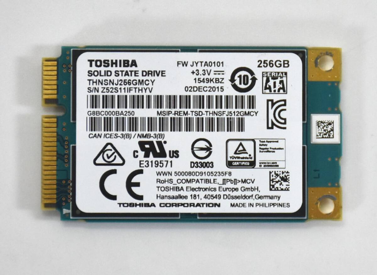 TOSHIBA mSATA SSD 256GB /健康状態89%/累積使用10485時間/動作確認済み, フォーマット済み/中古品の画像1