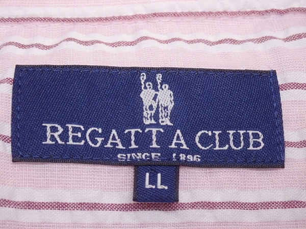 REGATTA CLUB シャツ・LL△レガッタクラブ/未使用品/シアサッカー調/大きいサイズ/24*4*1-16の画像9