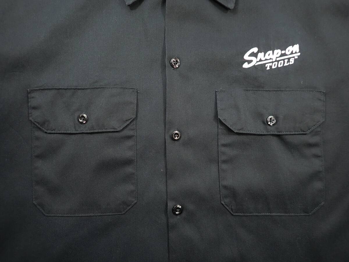 5673/Dickies 半袖 ワークシャツ Lサイズ Snap-on TOOLS刺繍入り スナップオン●洗濯プレス済●ネコポス可●ディッキーズ 古着_画像4