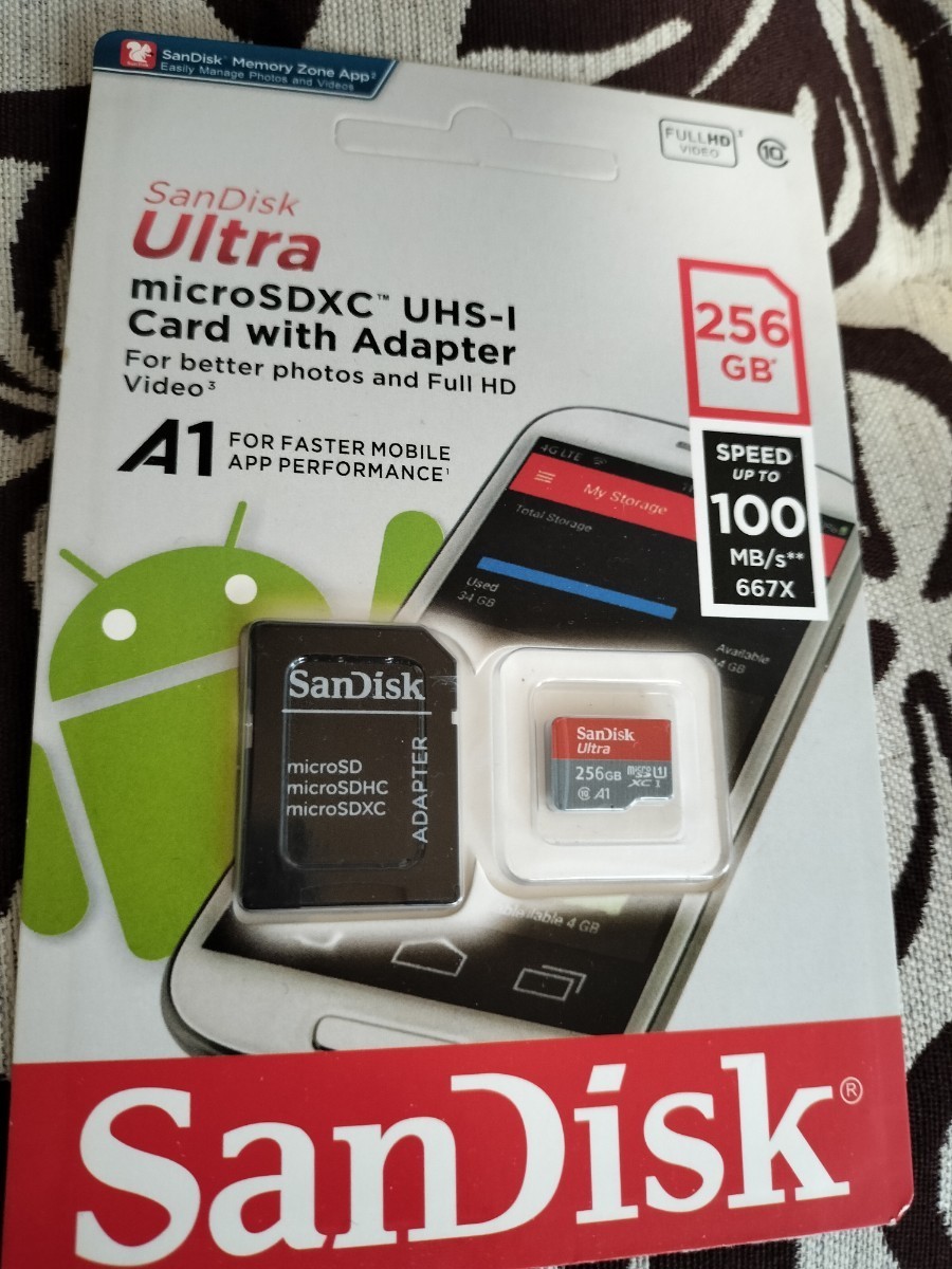 ●新品microSDカード●SANDISK 256GB SDアダプター付 microSDXC ULTRA サンディスク 100MB/S　A1 UHS-I