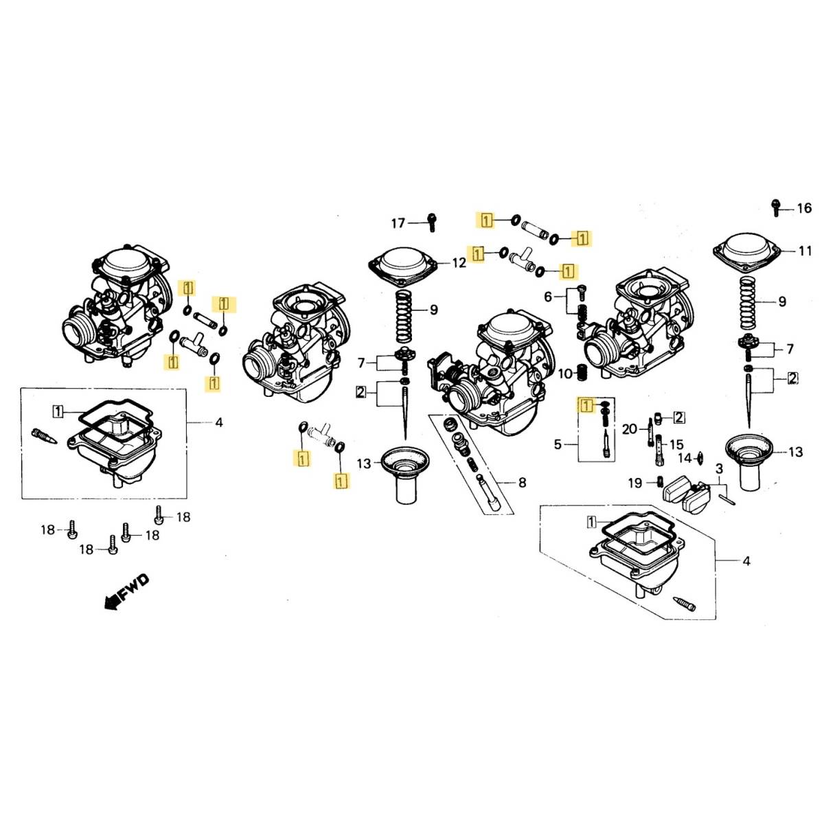 CBX400F キャブレター Oリング 14個 ジョイント 連結 NC07 CBX550F PC04 CBR400F NC17 CB750 RC42 リペア オーバーホール VE50 VE52 VE53 の画像5