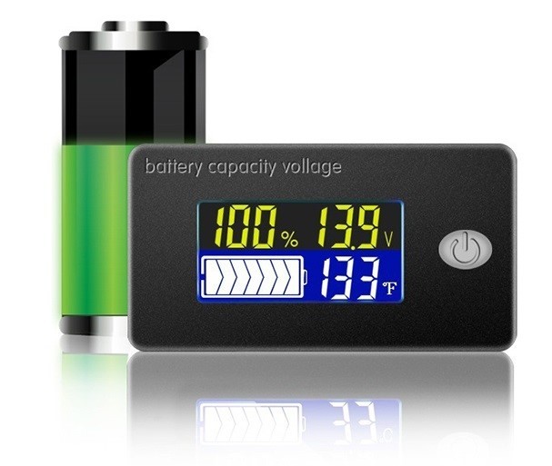 バッテリーモニター 電圧計 温度計 12V 24V ディープサイクルバッテリー リチウムイオン チェッカー キャンピングカー ハイエース ソーラーの画像1
