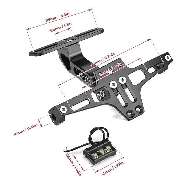 送料無料 汎用 青 可変フェンダーレス ナンバーステー アルミ LEDナンバー灯付 NS-1 NS50F NSR50 XR50 モタード CT50 MD50 CBR650F CBR1000_画像6