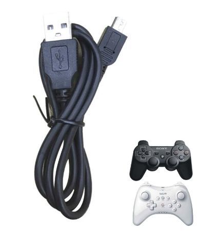 【送料無料】WiiU Proコントローラー用 プロコン用 PS3 USB充電ケーブル 約100cm 約1M プロコン用充電器の画像1