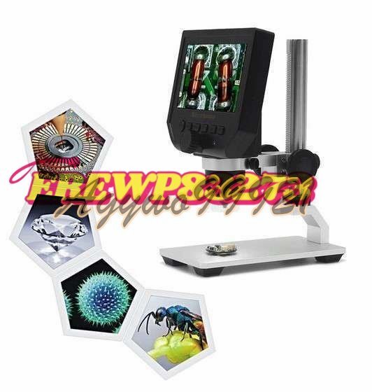 600 X 4.3 LCD display mobile telephone. maintenance therefore. 3.6MP electron digital video microscope portable LED. magnifying glass metal stand 