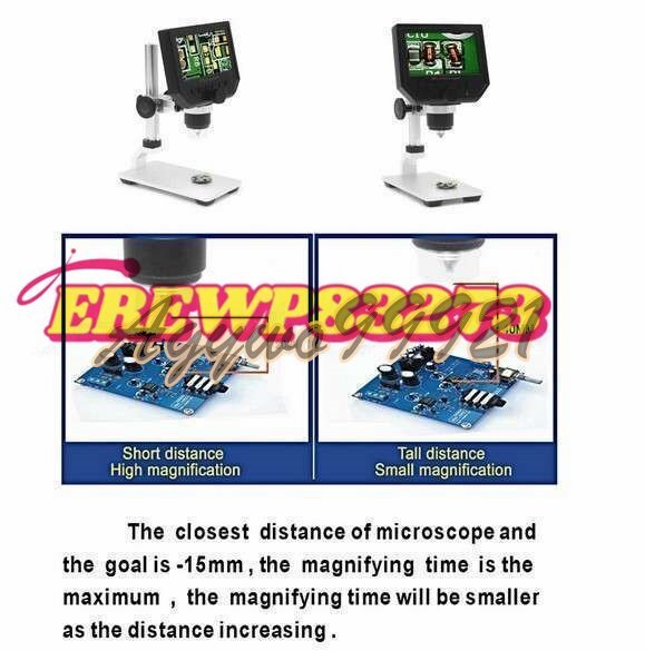 600 X 4.3 LCDディスプレイ携帯電話のメンテナンスのための3.6MP電子デジタルビデオ顕微鏡ポータブルLEDの拡大鏡メタルスタンド_画像2