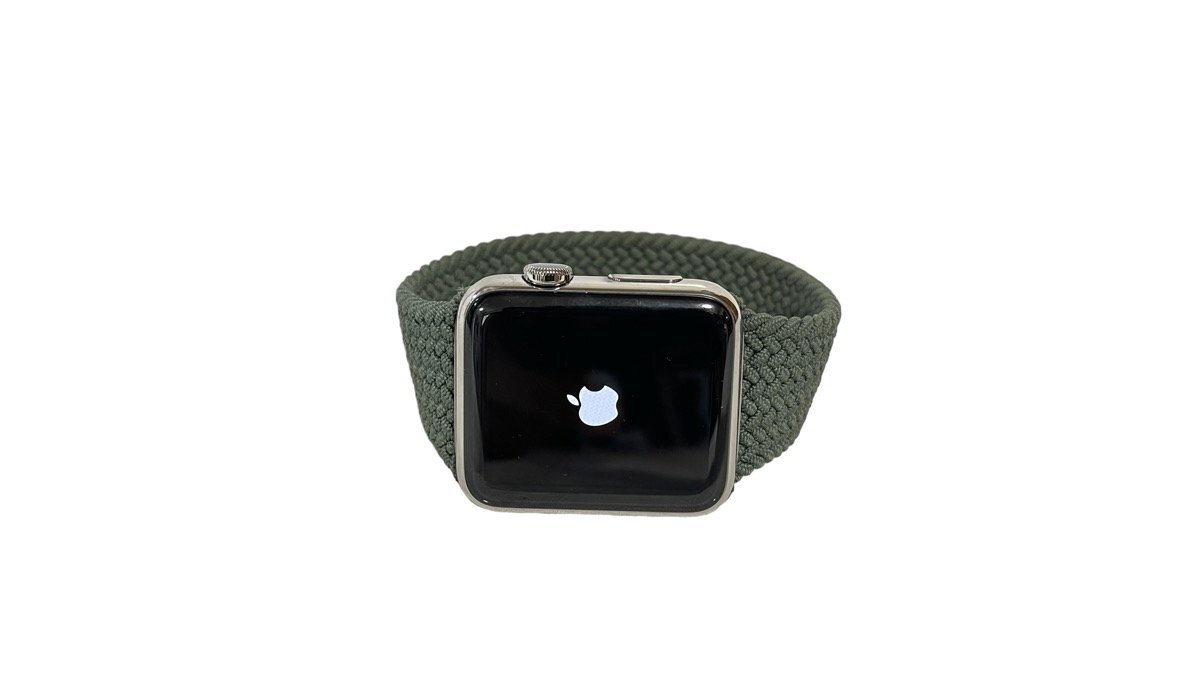 1円●通電確認済●Apple●アップルウォッチ 316L●42㎜ ロゴ グリーン カーキ 箱/ケース付き apple watch_画像2