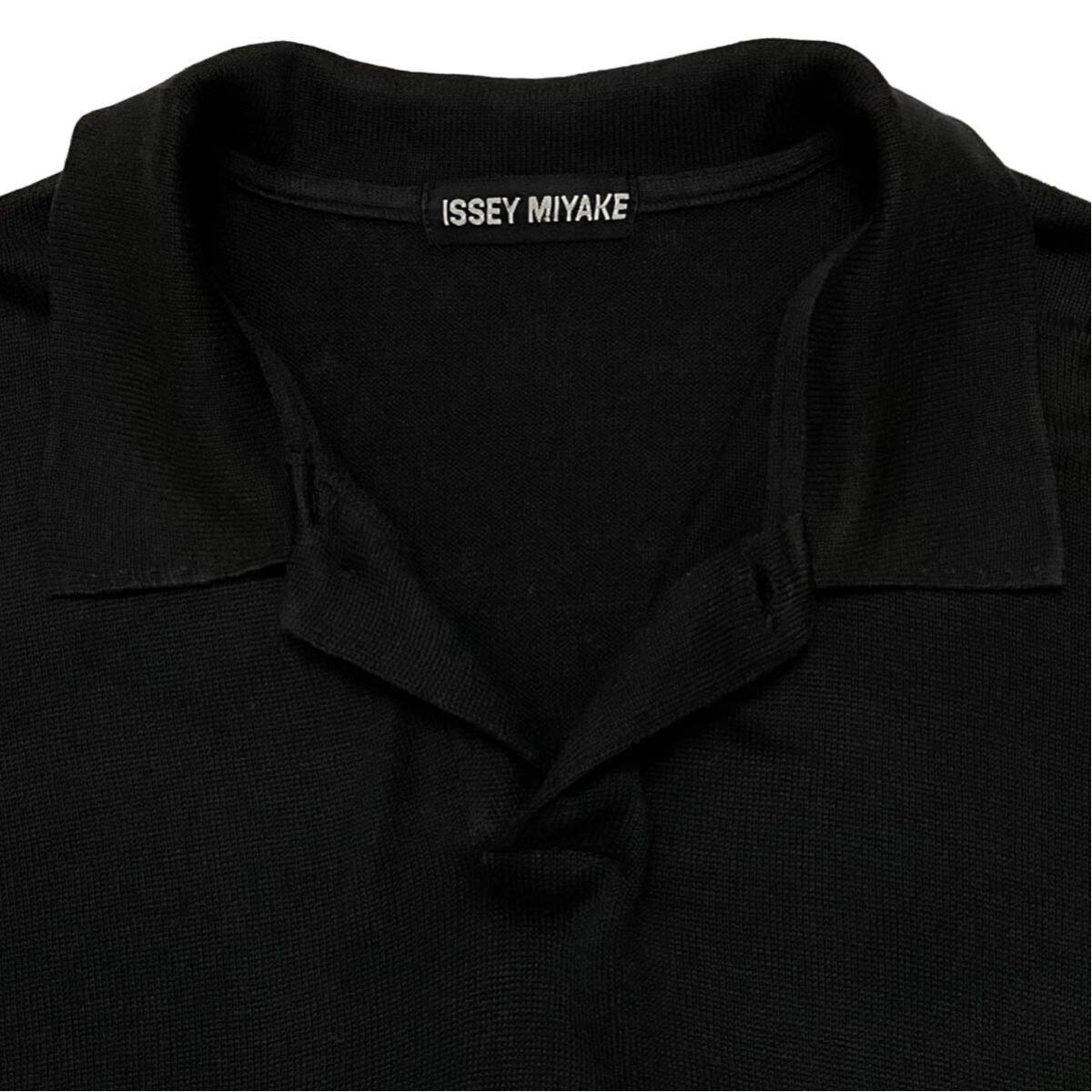 ISSEY MIYAKE イッセイミヤケ アーカイブ シルク混 ポロシャツ トップス 長袖 Tシャツ VINTAGE ビンテージ 古着 80年代 初期 ブラック 黒_画像3