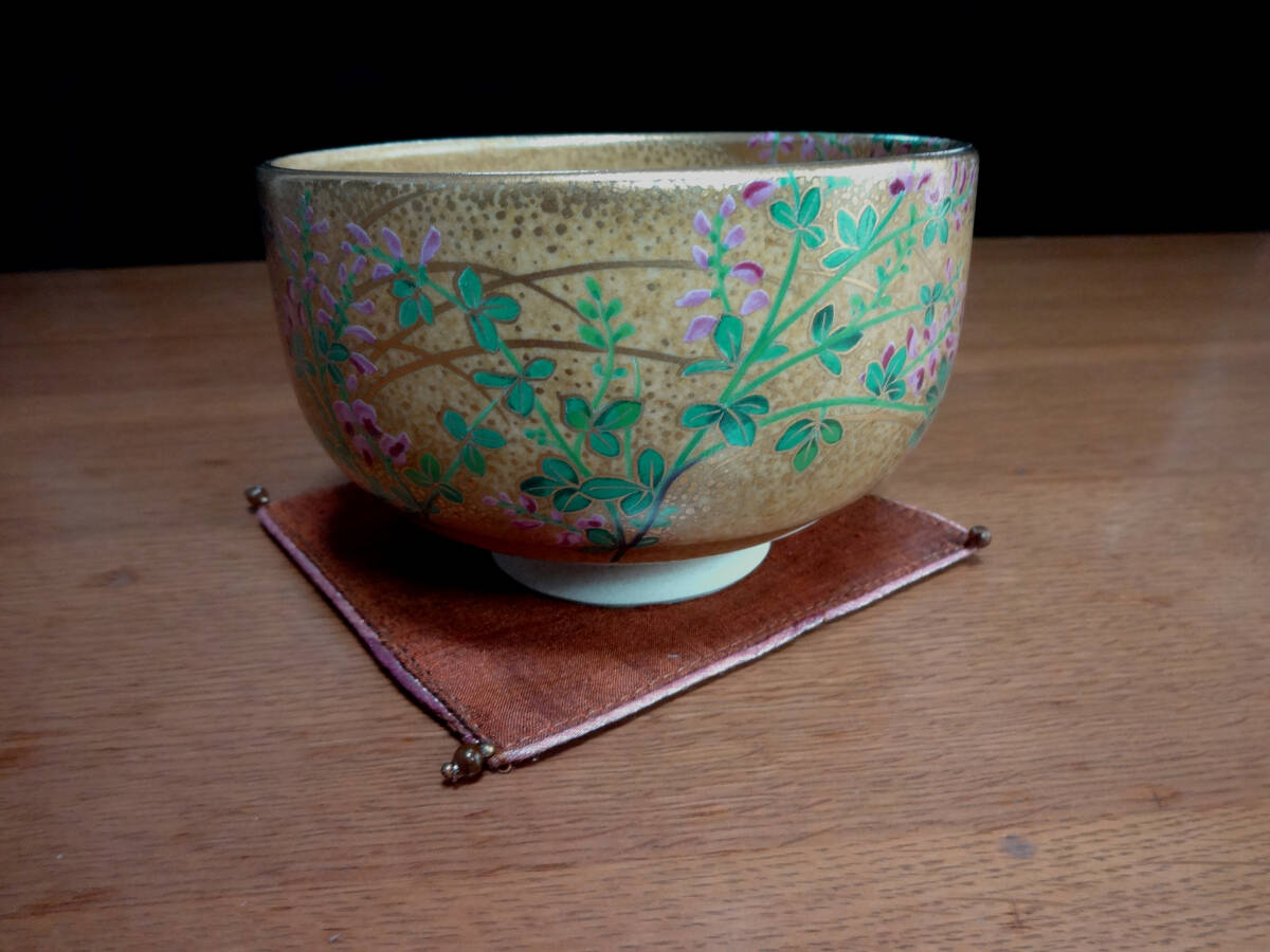  Kyoyaki тутовик .... Hagi. цветок зеленый чай чашка USED
